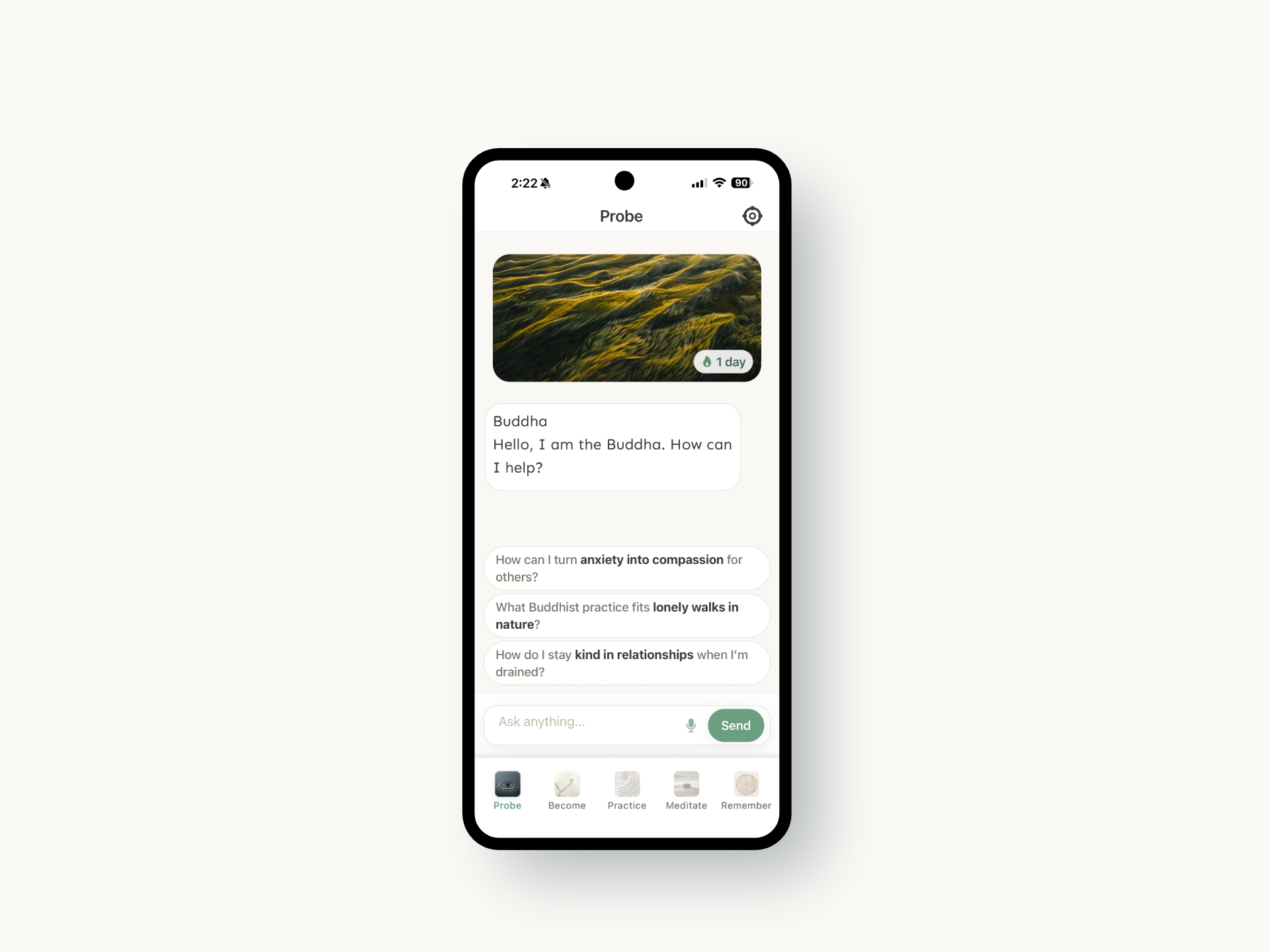 BuddhaUR app conversation screen